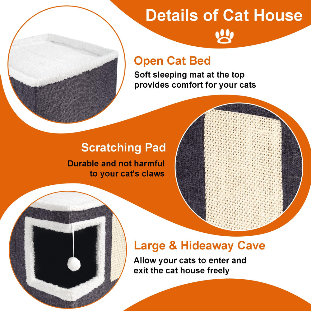 Loyareal cat house durable MDF structure with safe edges