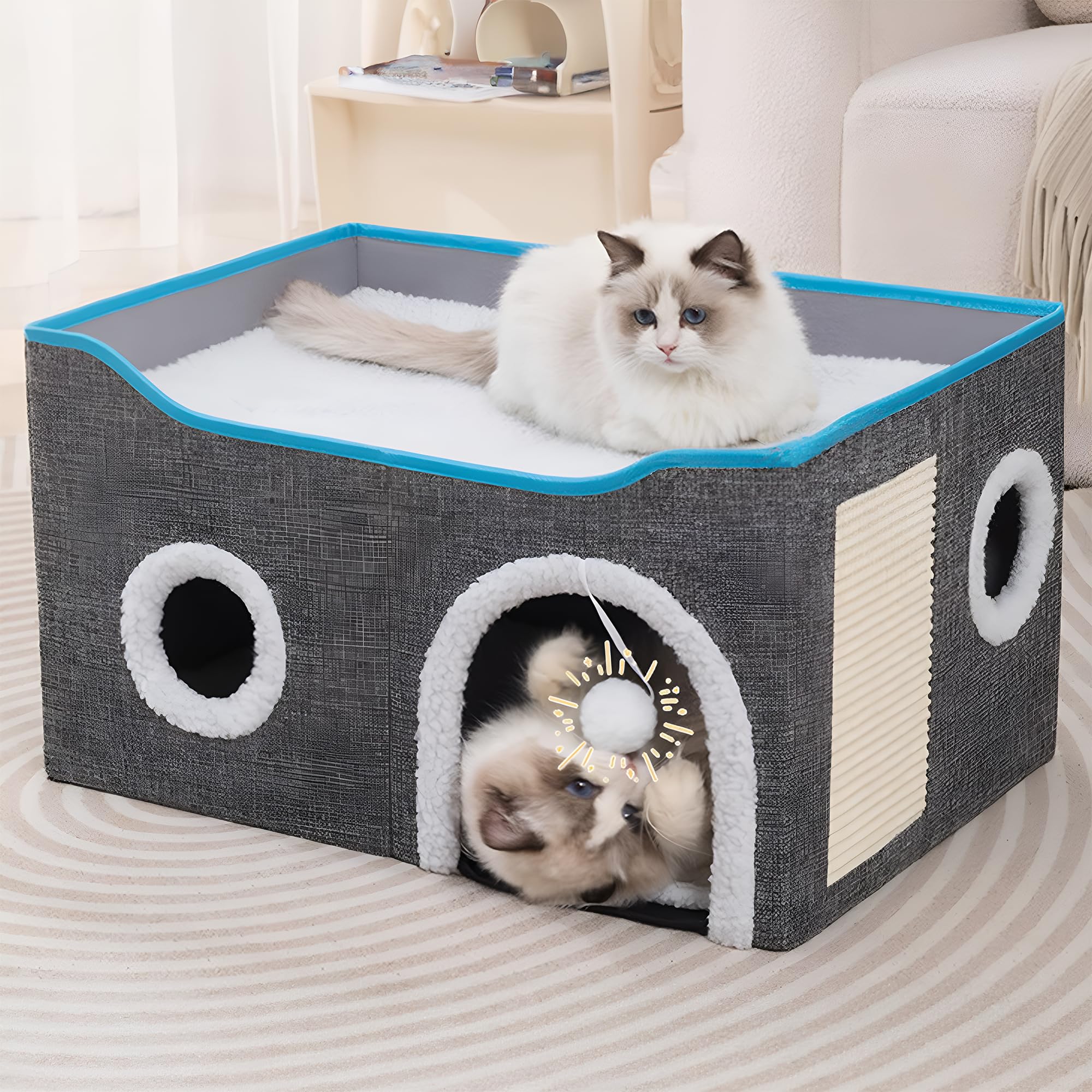 Loyareal cat house with large open bed for indoor comfort and privacy.