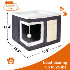 Loyareal cat house two-sided mats and plush ball for interactive play