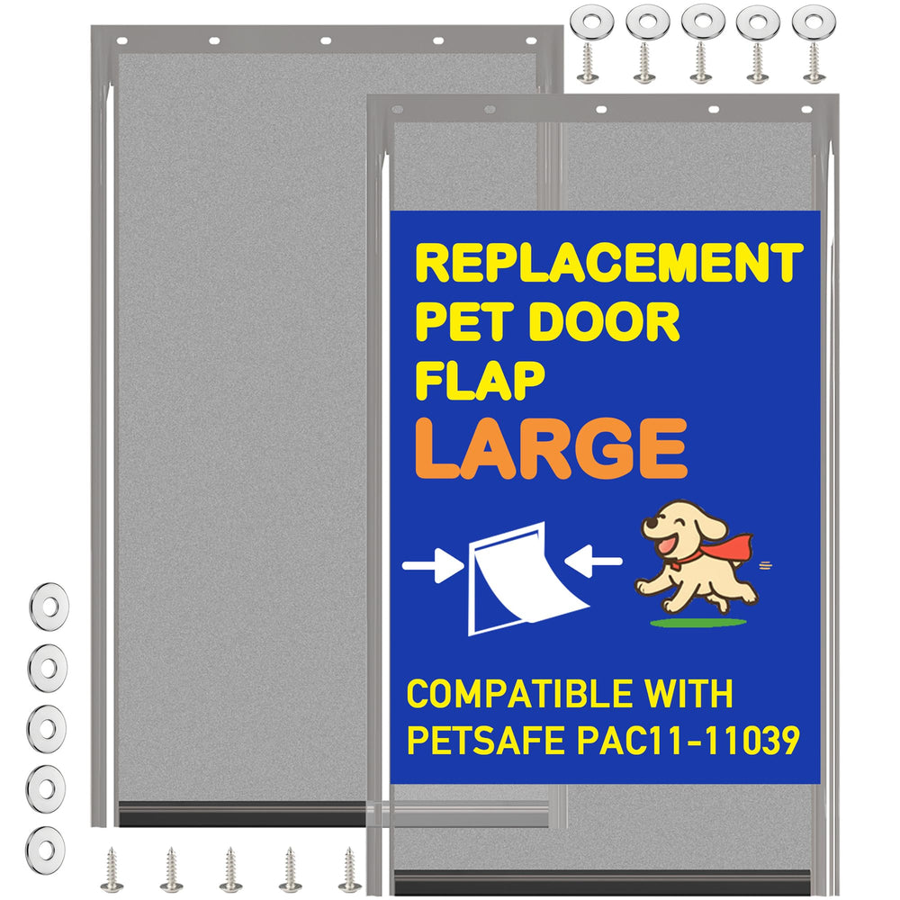 LPLSWYB dog door flap closeup showing flexible, weather-ready material for pets
