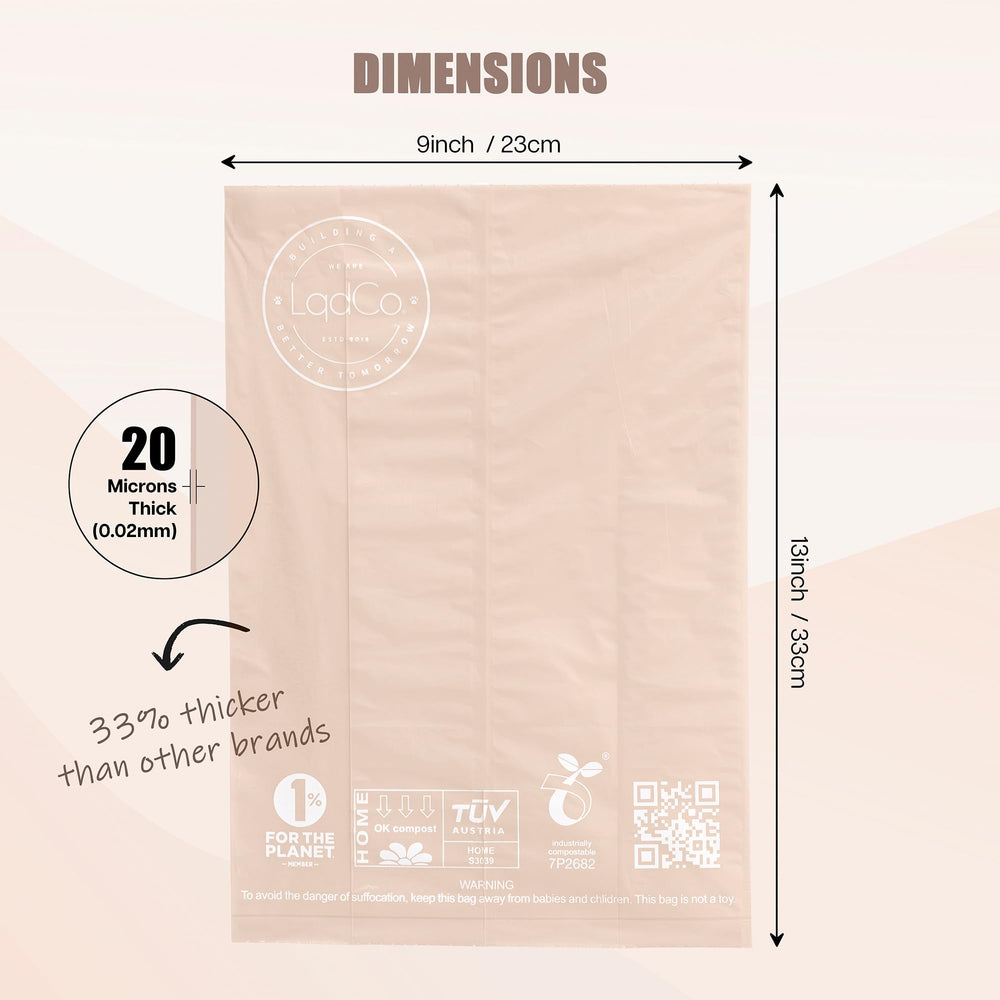 Bag size 9x13 inches from LqdCo for larger dogs.