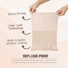 LqdCo bags showing tear-resistant construction for tough messes.