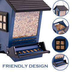 LSCQYYCC Bird Feeder bilateral weight-activated perches support balanced feeding for multiple species.