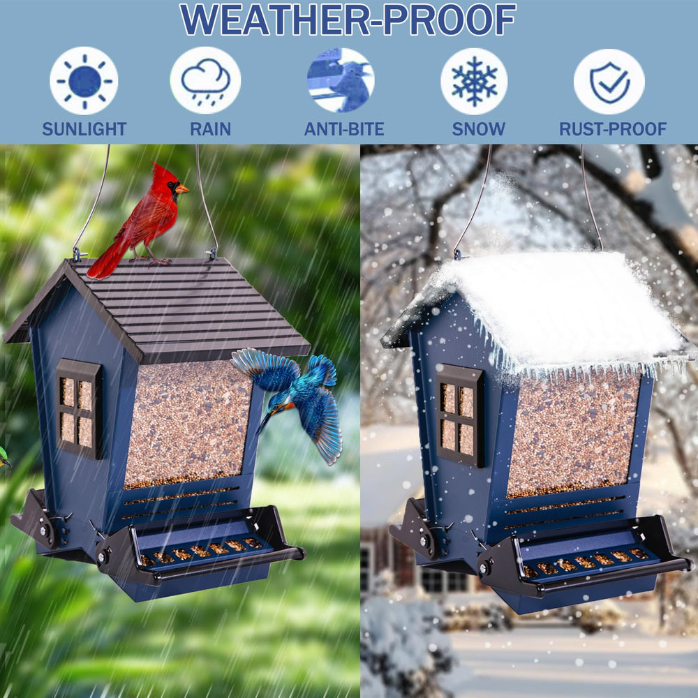 LSCQYYCC Bird Feeder easy-fill detachable roof simplifies maintenance and cleaning.