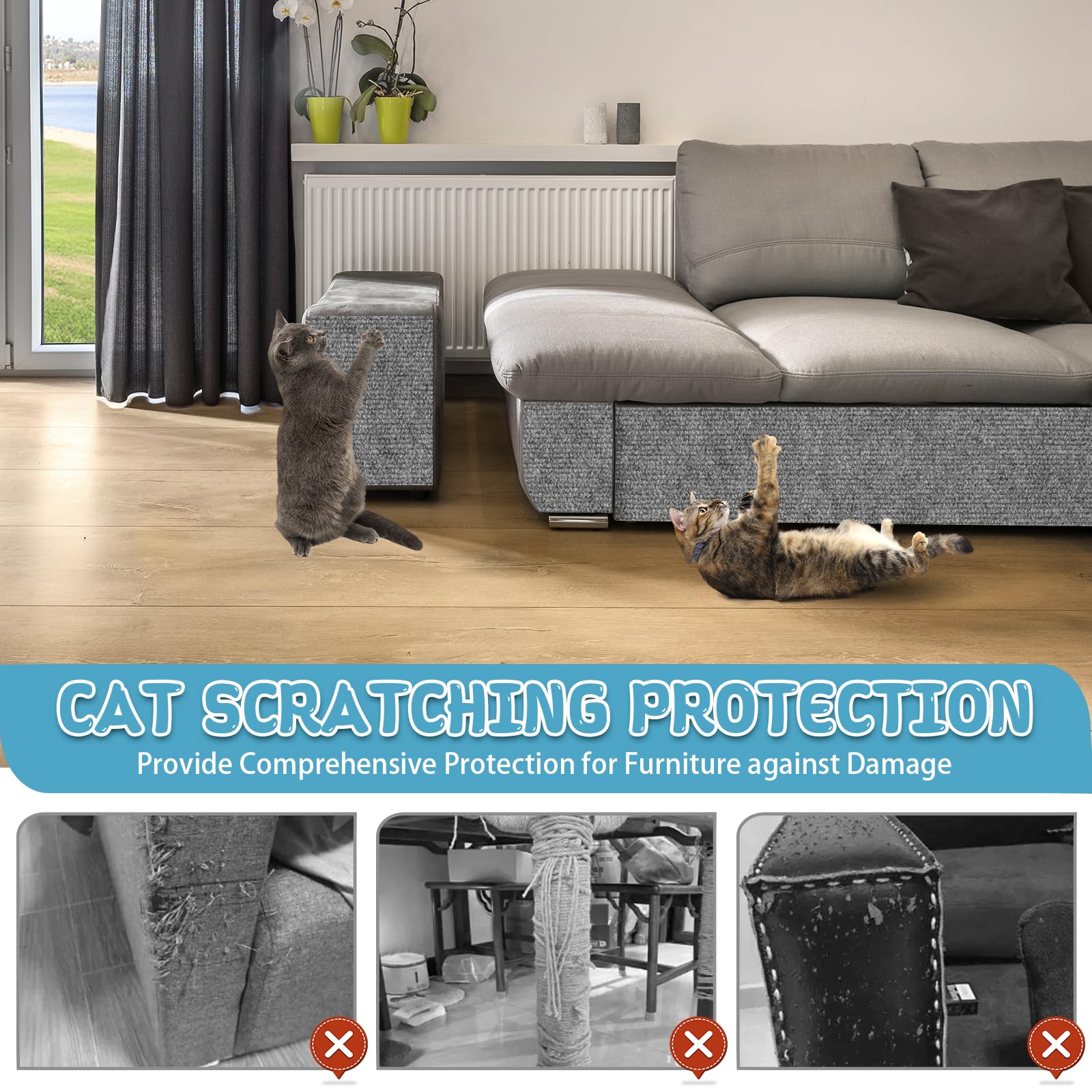 LSGCQ furniture-protecting cat mat acts as a soft barrier against scratches.