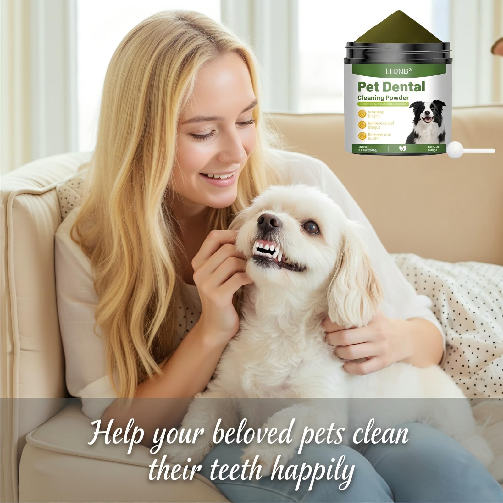 LTDNB Dog Dental Powder fresh-breath promotes a more neutral mouth scent.