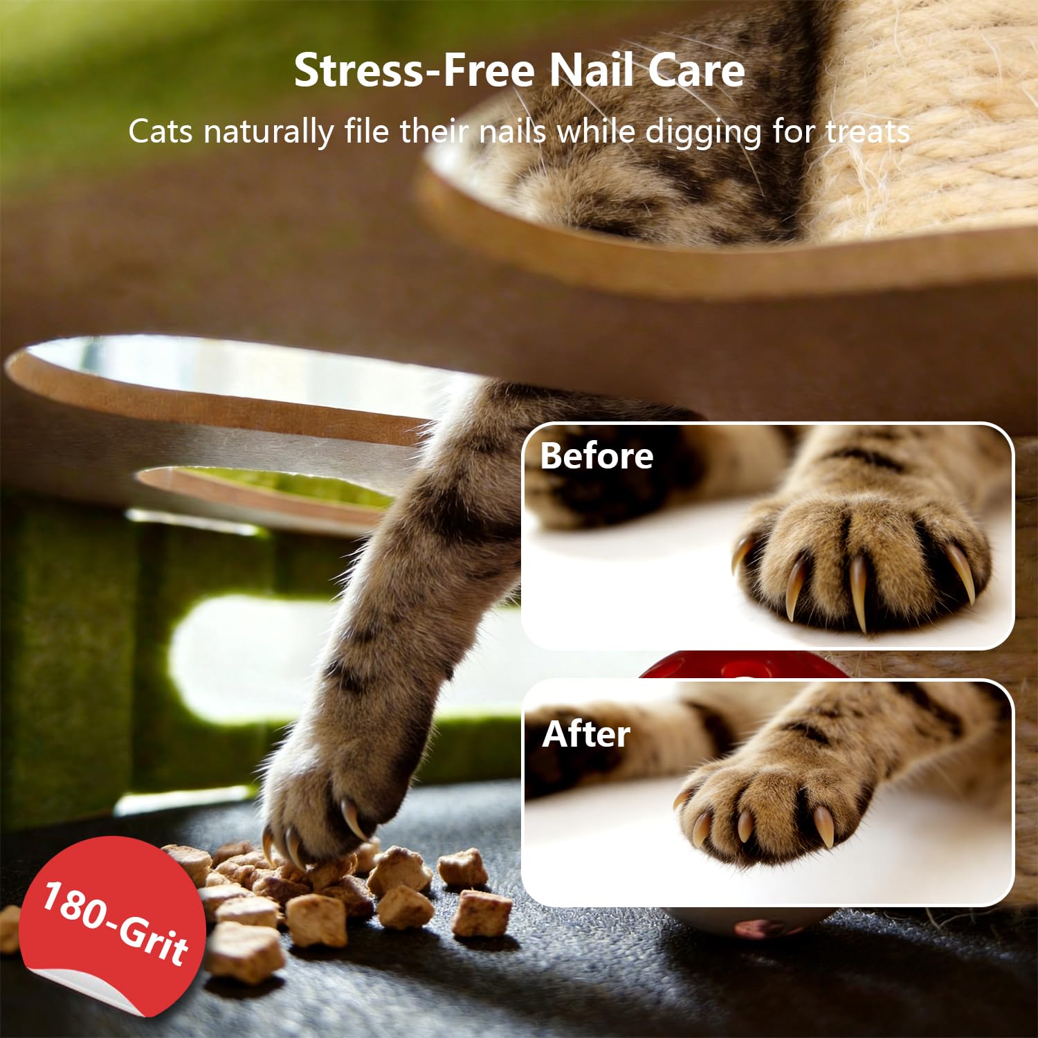 Luampo cat nail file enrichment box rotating teaser balls engage independent play and curious pawing