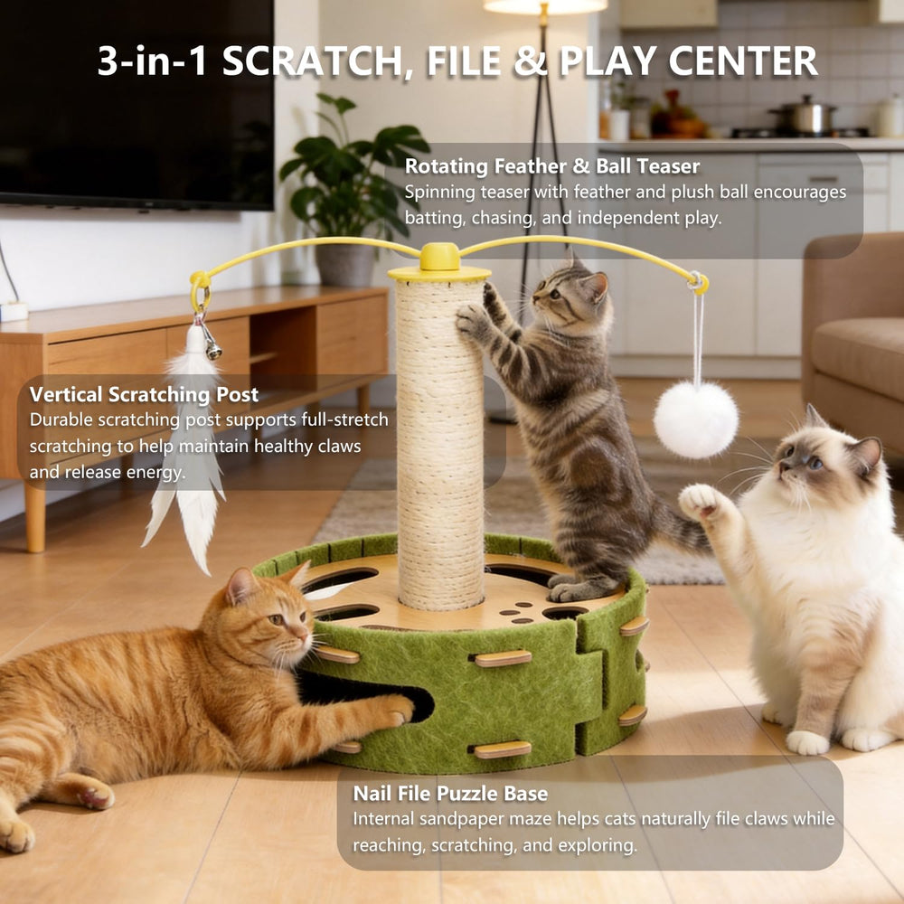 Luampo cat nail file enrichment box sandpaper base enables gentle claw filing during daily activity