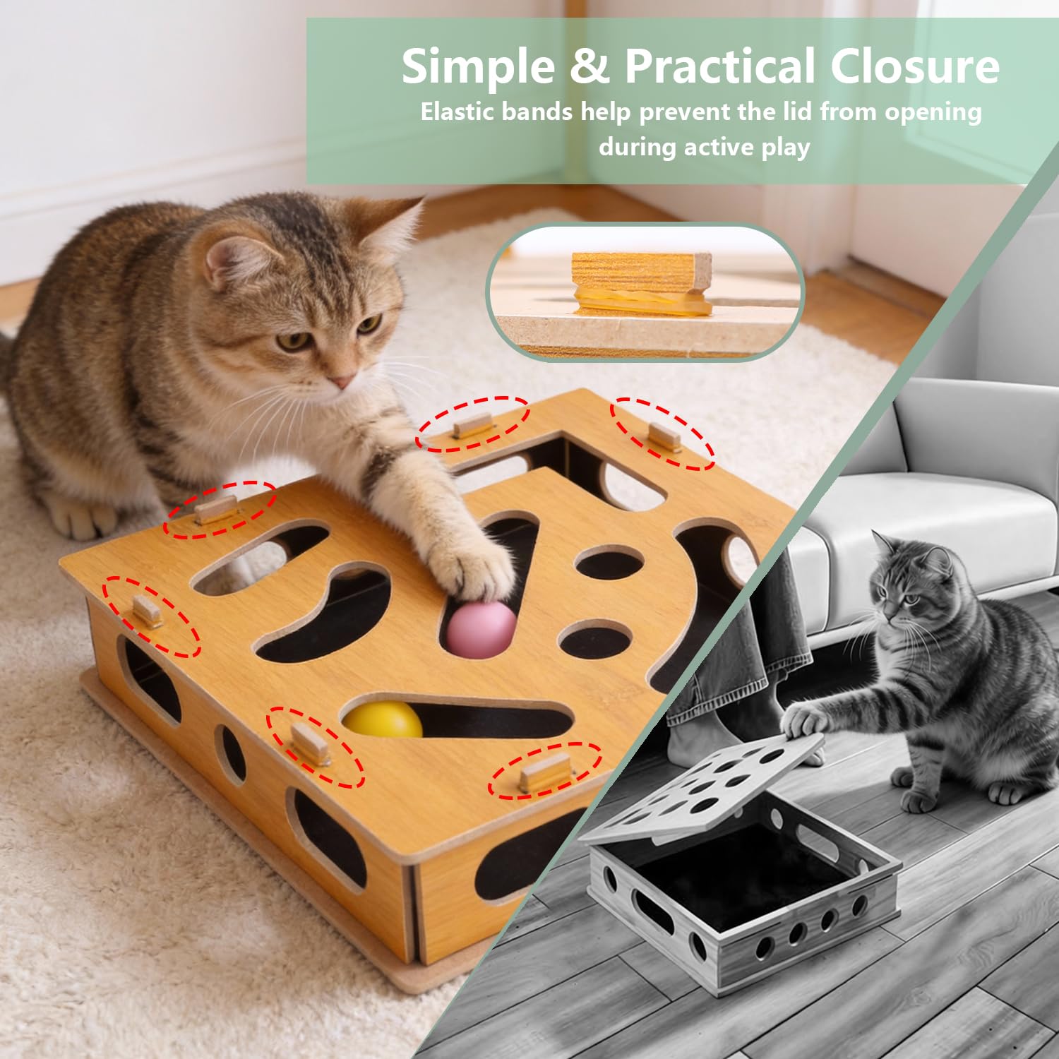 Luampo dedicated scratching space helps redirect claws away from furniture.
