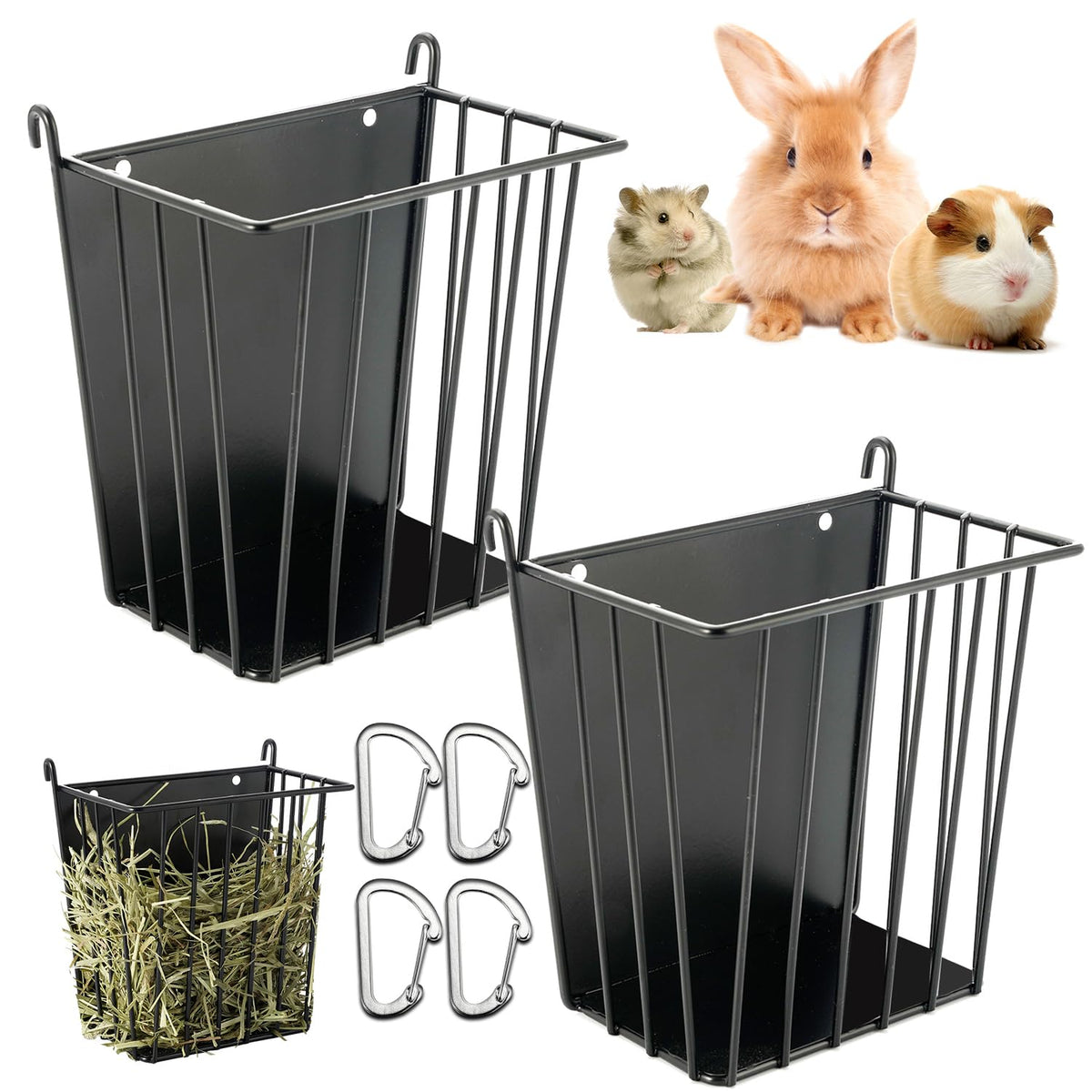 LUAVIARU 2pc hay feeder rabbit metal frame keeps hay tidy and fresh