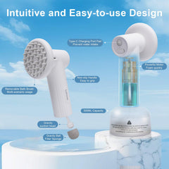 Lubeau rechargeable dog shampoo sprayer with long battery life indicator.