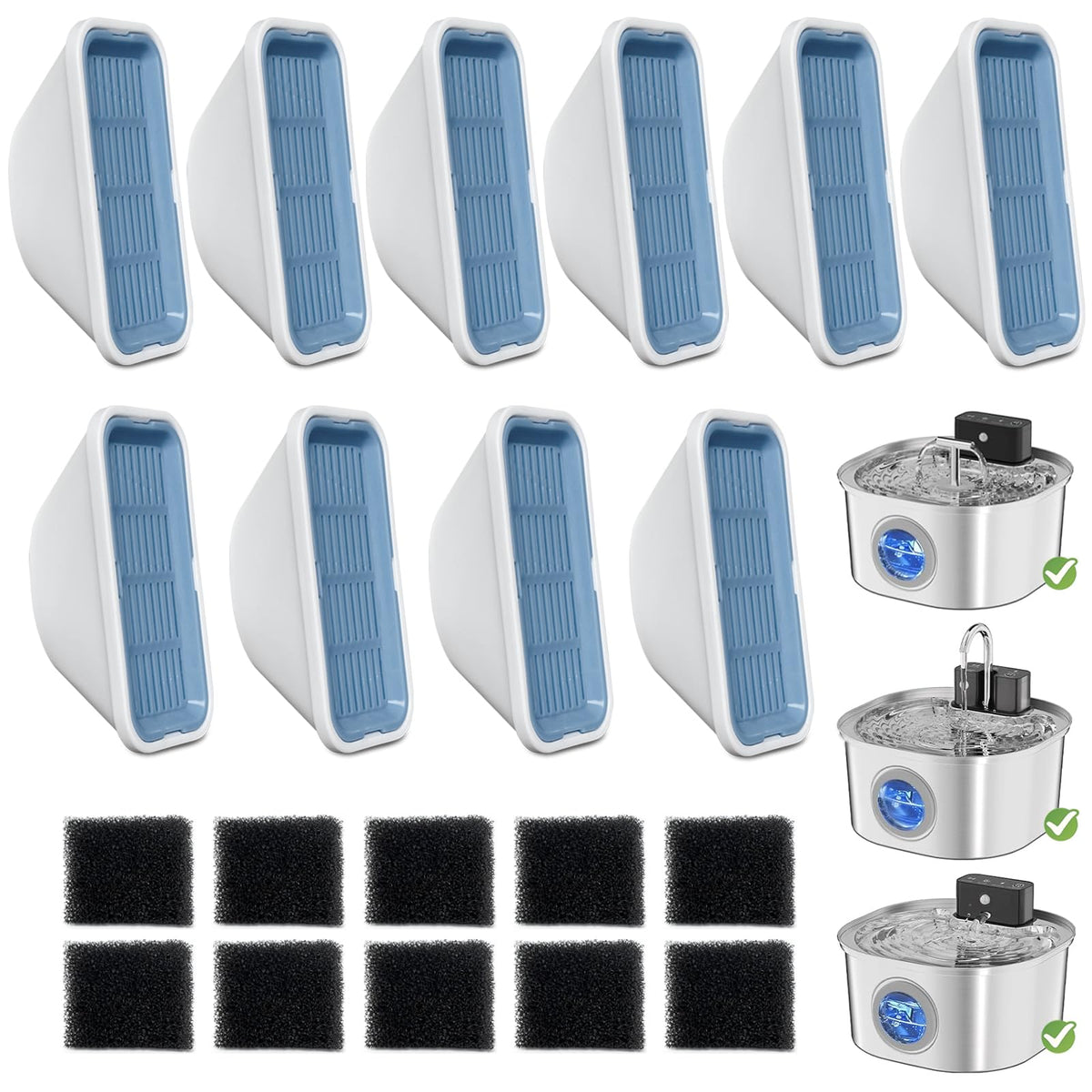 LUBERDUSH 20-pack cat fountain filters in packaging, supporting clean drinking water for pets.