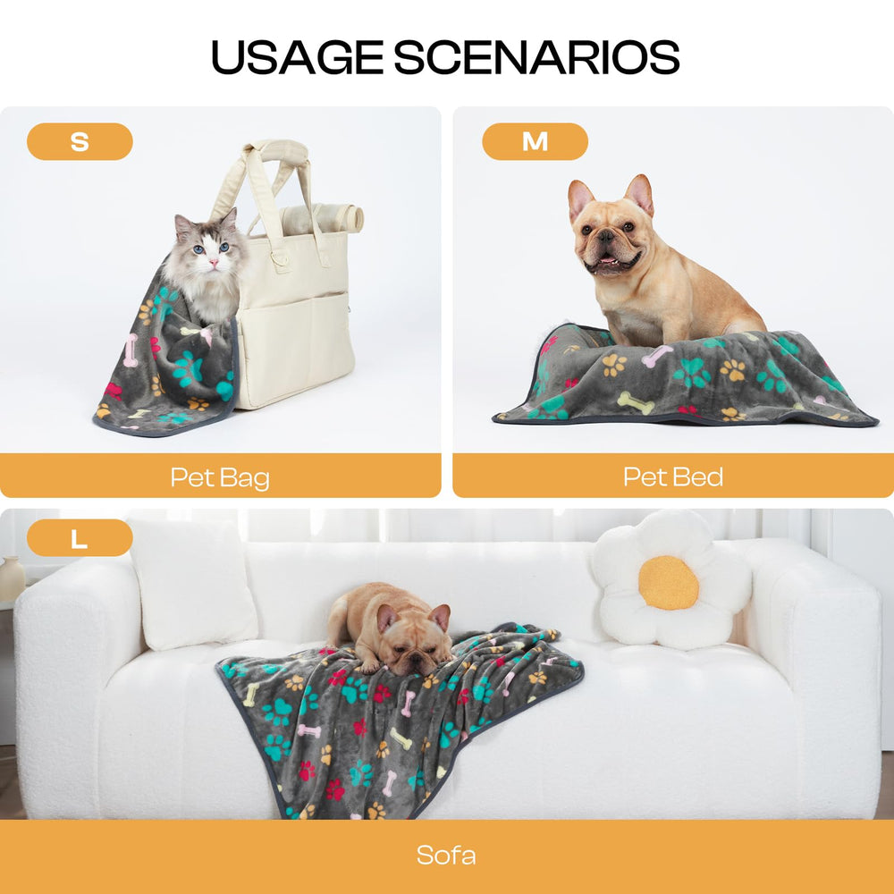 Luciphia paw-print brown blanket provides warm comfort for pets