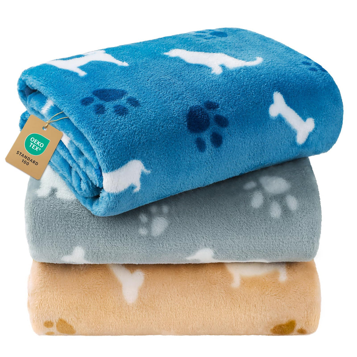 Luciphia 3-pack dog-printed blanket set adds charm to carriers and nap spots