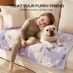 Luciphia couch-protection blanket showing pet hair and spill protection for furniture.