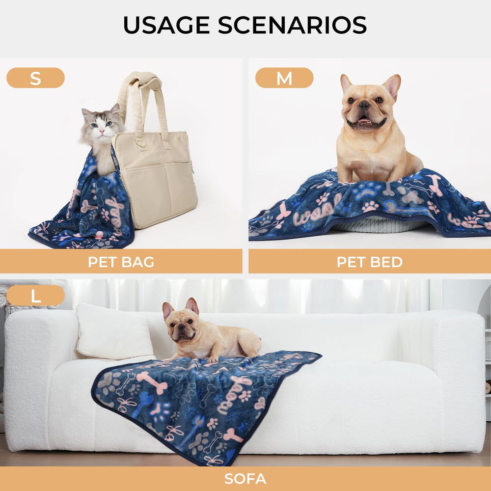 Luciphia paw-bone-print blanket on sofa protects furniture from fur and scratches