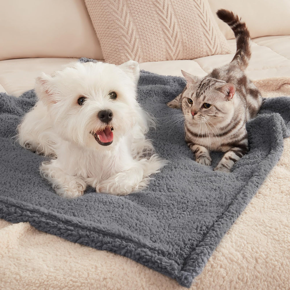 Luciphia calming blanket beige color closeup; blends with home decor and pets.