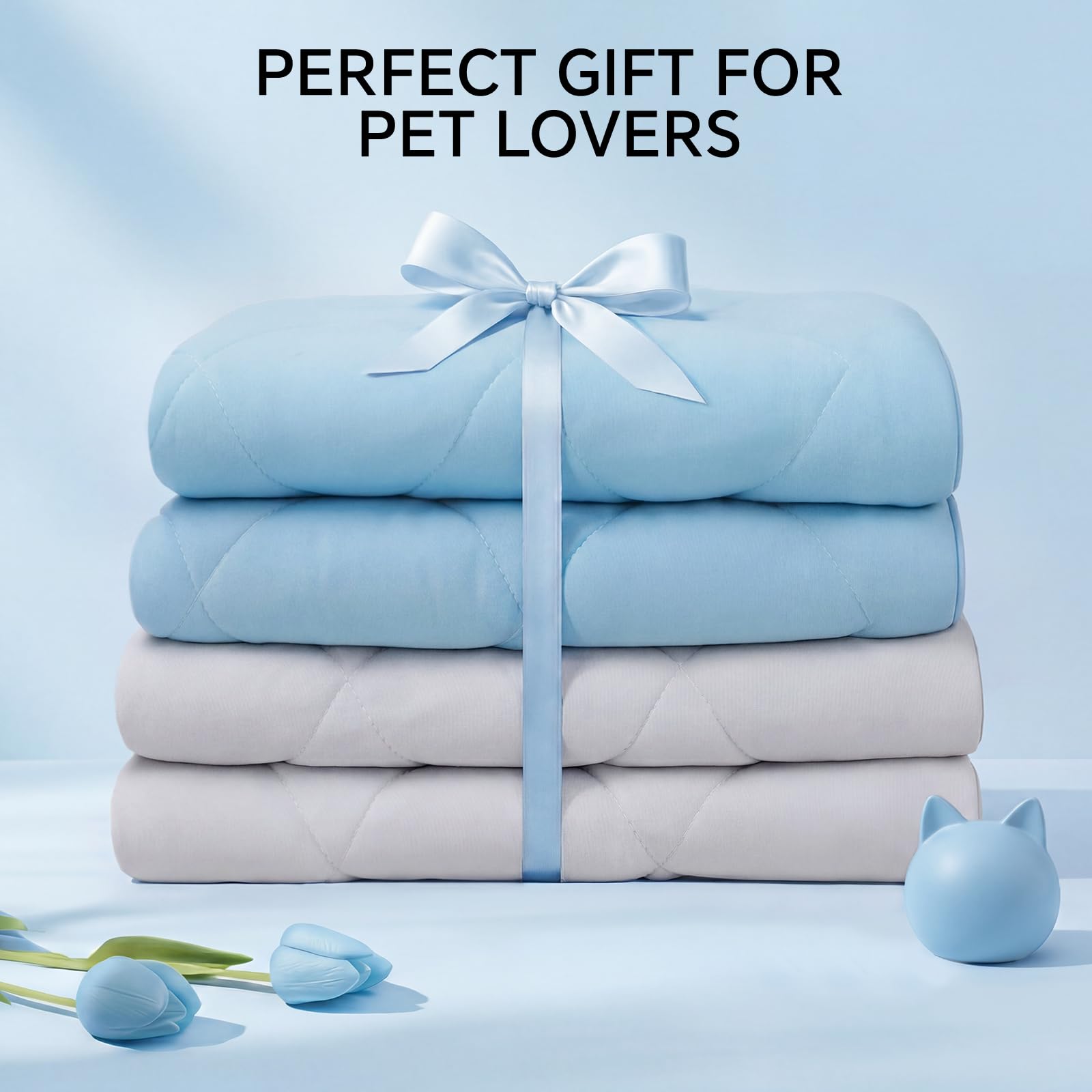 Luciphia blanket in car keeps pets comfortable during travel.
