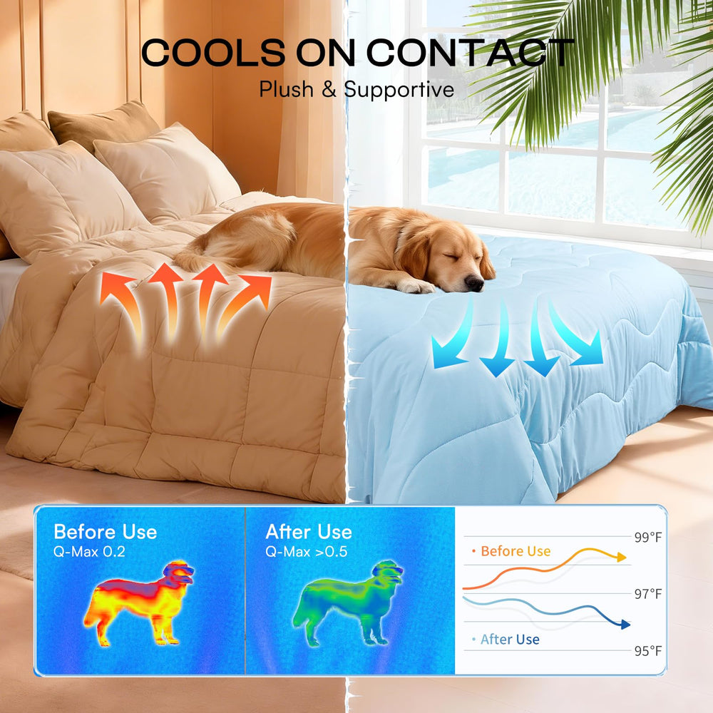Luciphia cooling blanket in a crate adds portable, comfortable cooling during travel