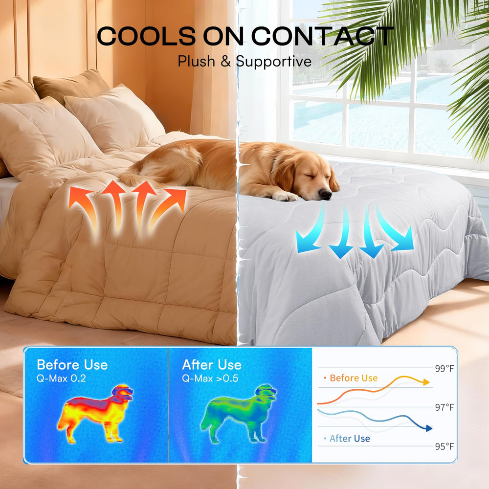 Luciphia cooling blanket fabric close-up highlights breathable material.