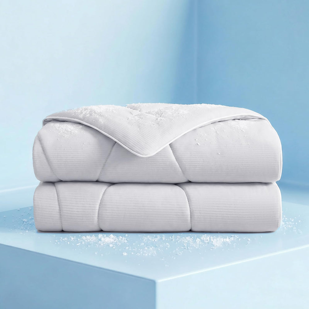 Luciphia cooling dog blanket on sofa provides refreshing comfort for hot pets.
