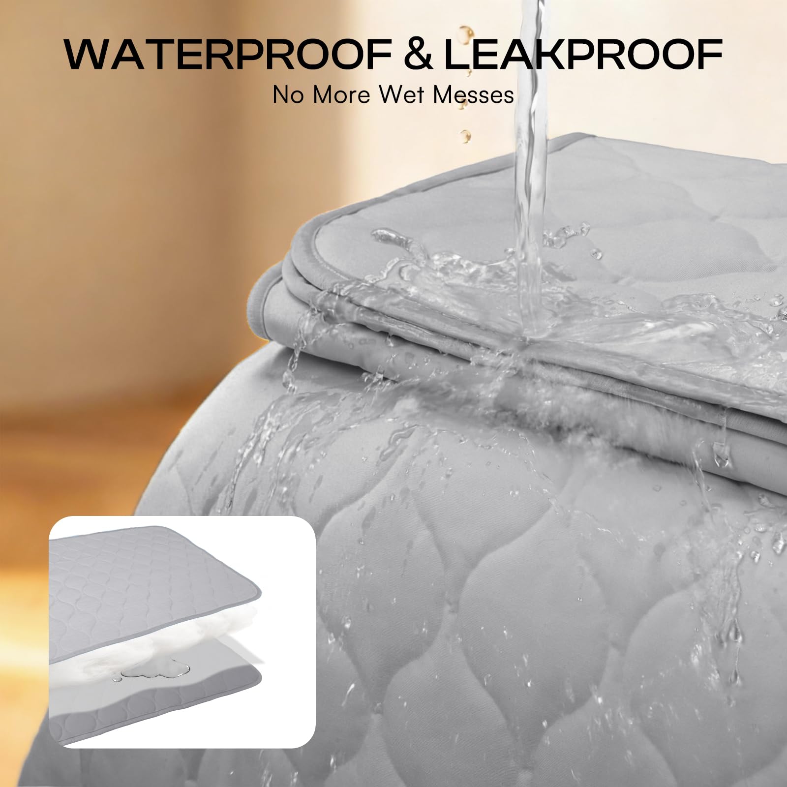Luciphia integrated waterproof barrier protects couches and crates from accidents.