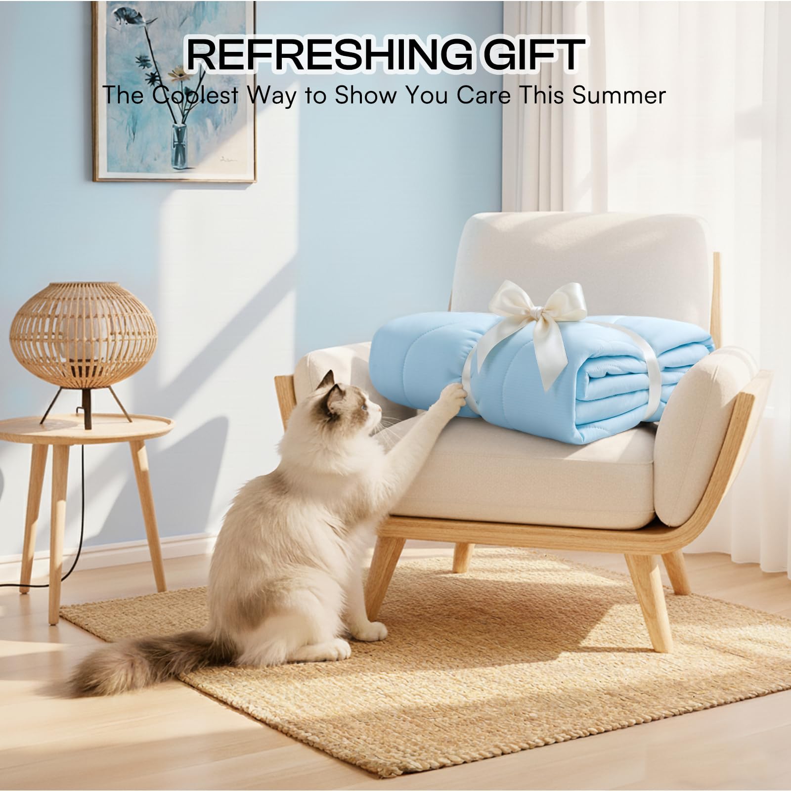 Luciphia blanket is machine washable for easy care.