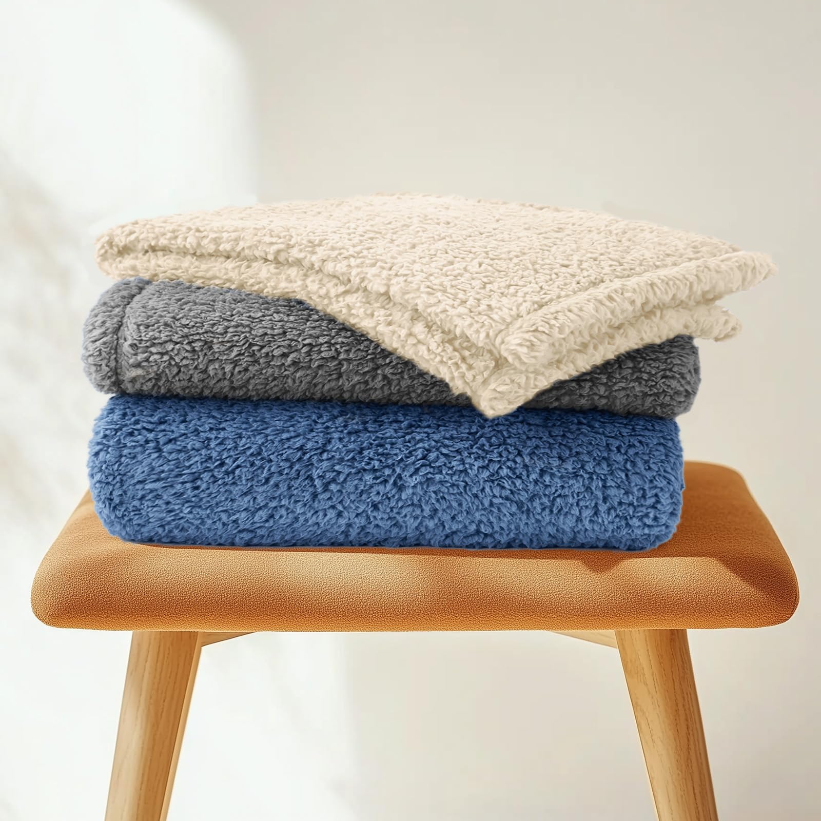 Luciphia beige design blanket complements living spaces while protecting furniture.