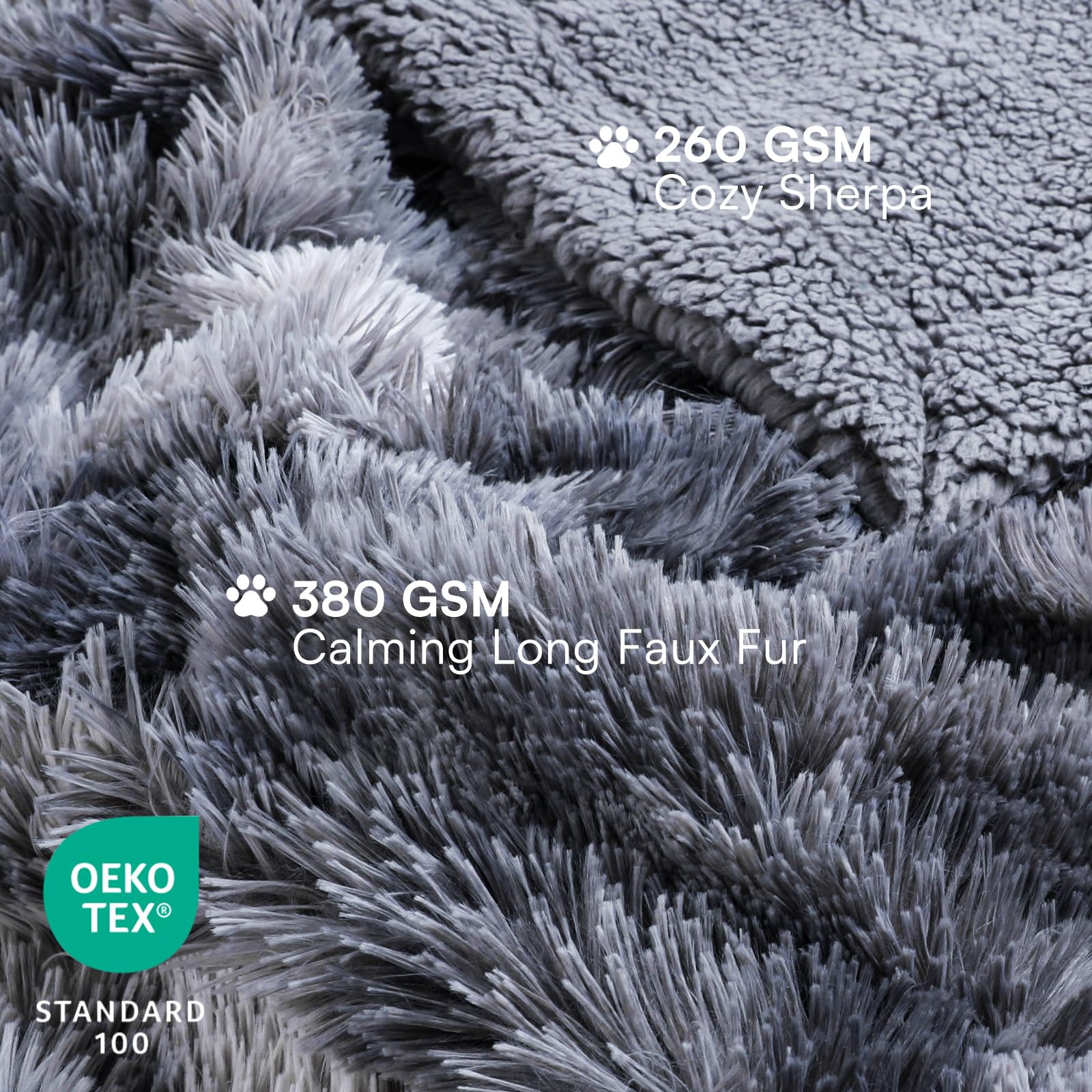 Luciphia reversible blanket close-up shows soft Sherpa fleece and plush fur.