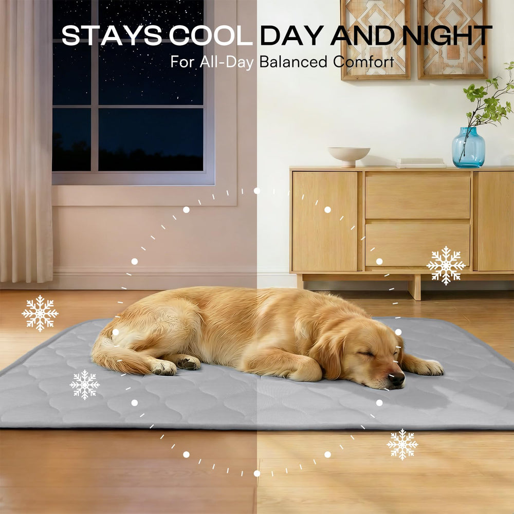 Luciphia mat deployed outdoors as a portable cooling mat for pets.