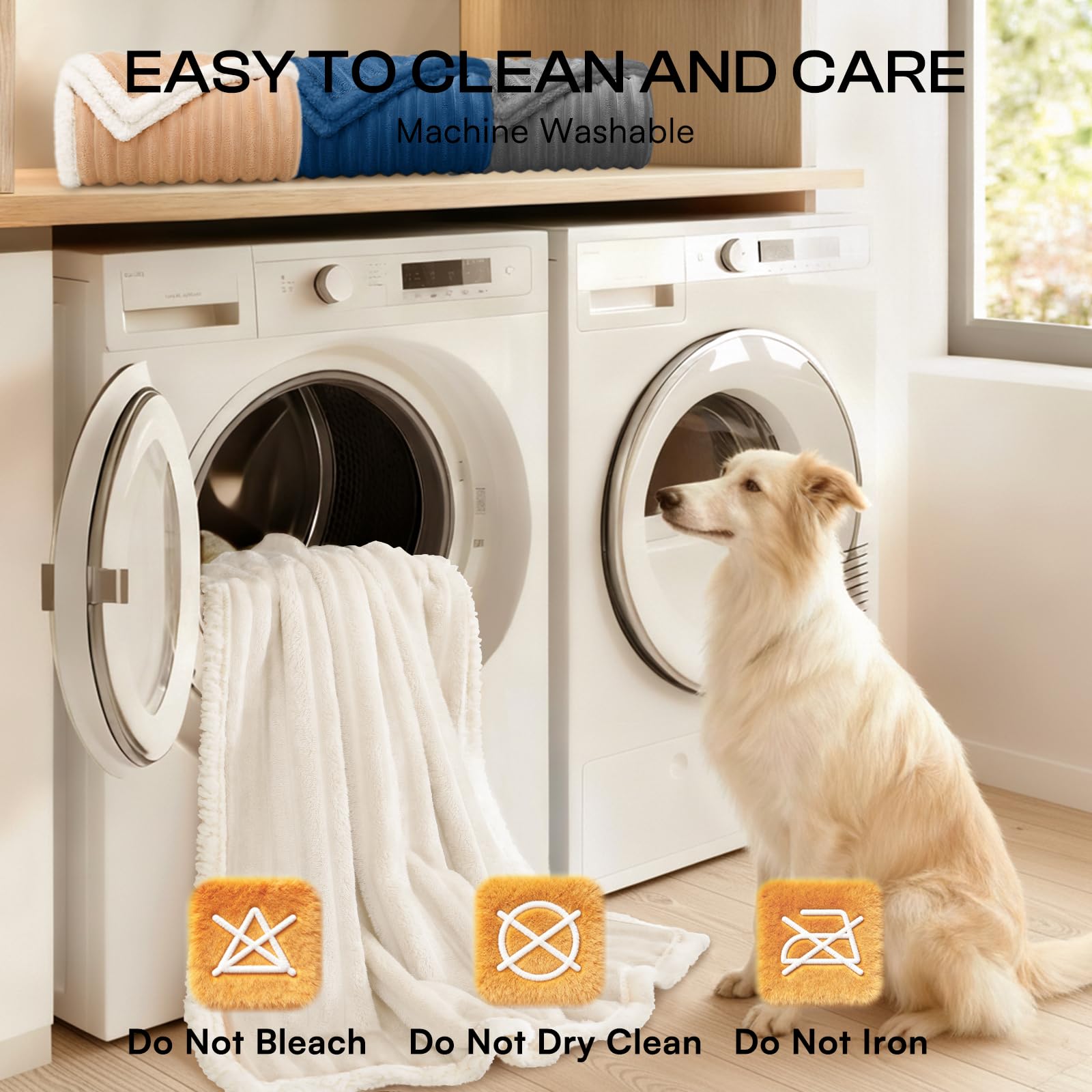 Luciphia waterproof dog blanket features a soft white fabric to blend with decor