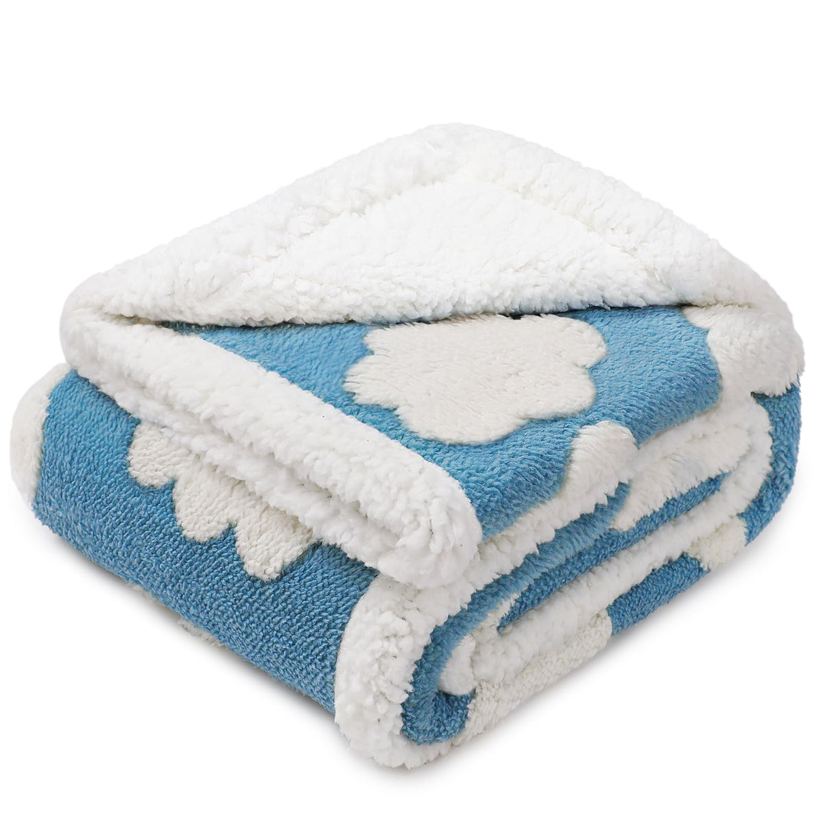 Luciphia waterproof pet blanket in blue cloud with plush fleece protects furniture from spills and fur