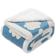Luciphia waterproof pet blanket in blue cloud with plush fleece protects furniture from spills and fur