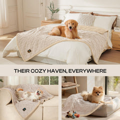 Soft fleece surface of Luciphia blanket ideal for couch lounging