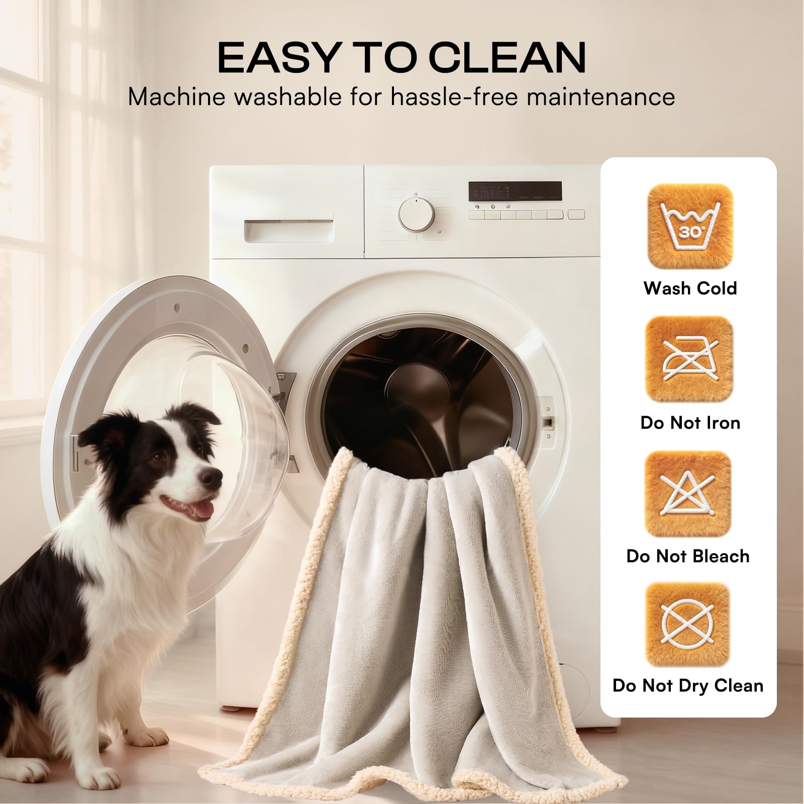 Luciphia fabric resists pet hair clinging for easy cleaning.