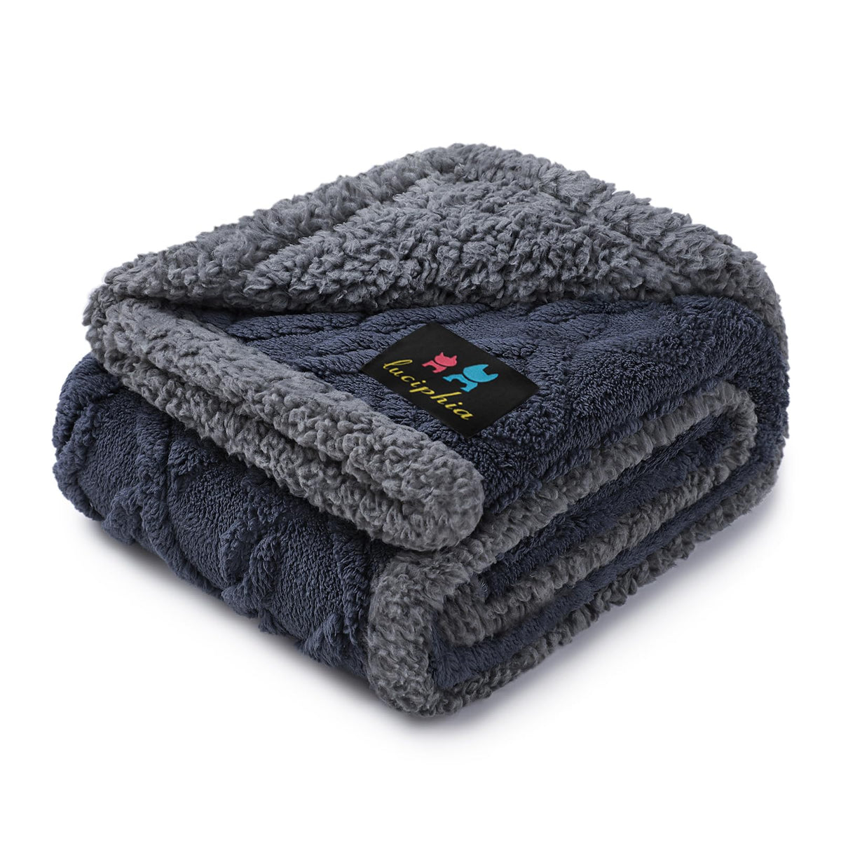 Luciphia waterproof pet blanket on sofa protects upholstery from spills.