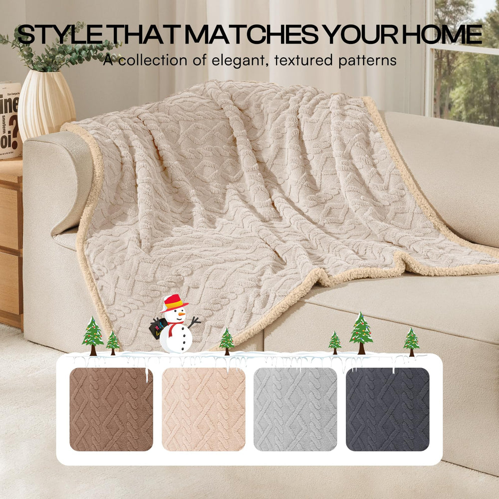 Luciphia blanket draped over sofa providing upholstery protection