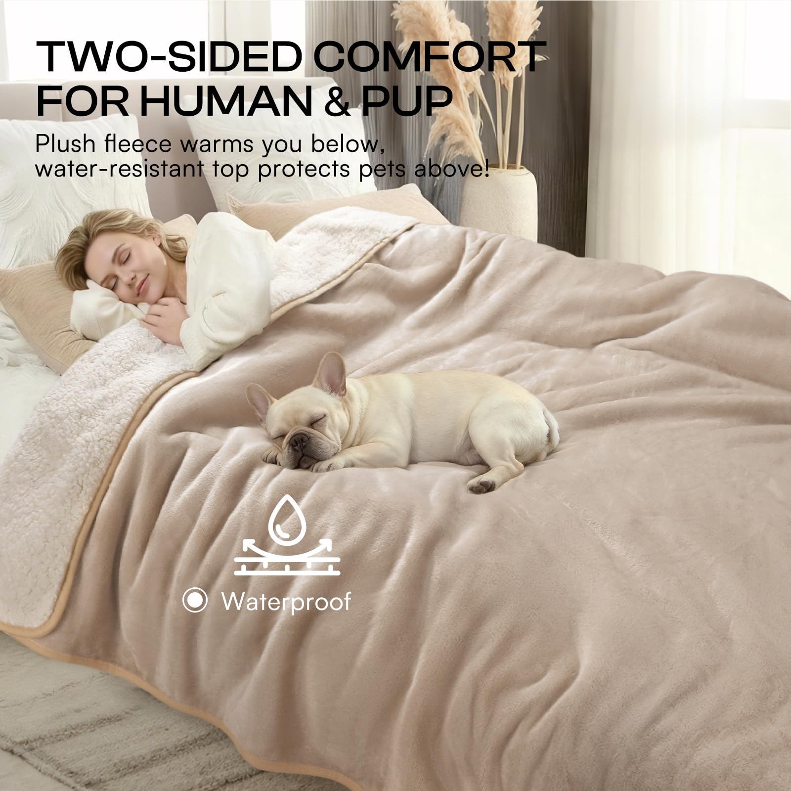 Luciphia waterproof pet blanket soft-flannel-side breathable comfort in warm weather.