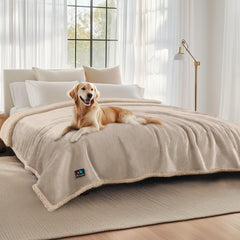 Luciphia waterproof pet blanket with soft sherpa front for cozy couch protection
