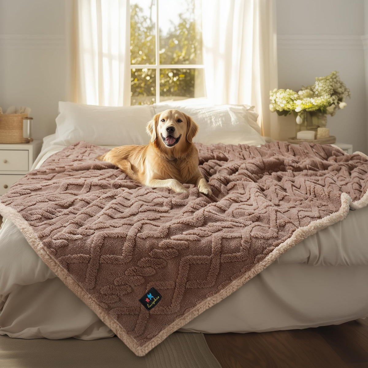 Luciphia waterproof pet blanket surface protector keeps furniture dry and stain free
