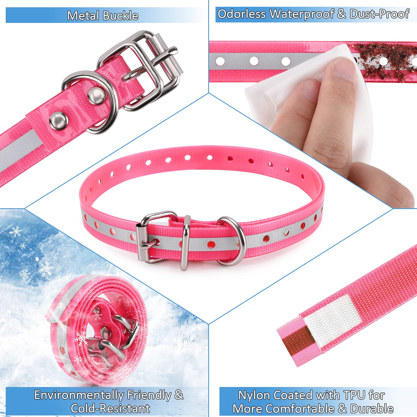 LuckinPET Replacement Collar Strap side view highlighting reflective stripe for safer evening strolls.