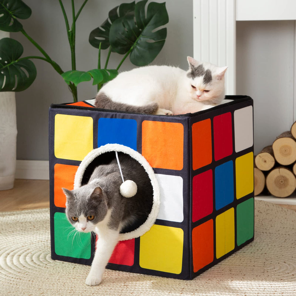 LUCKITTY Cat Condo Fluffy Ball Hanging invites interactive batting and exercise.
