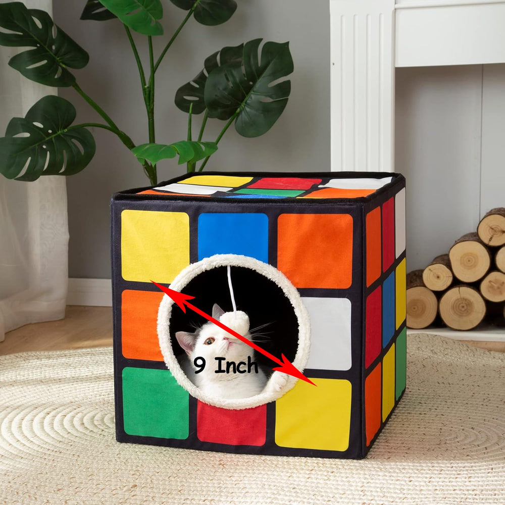 LUCKITTY Cat Condo Foldable Magic Cube stores flat when not in use.