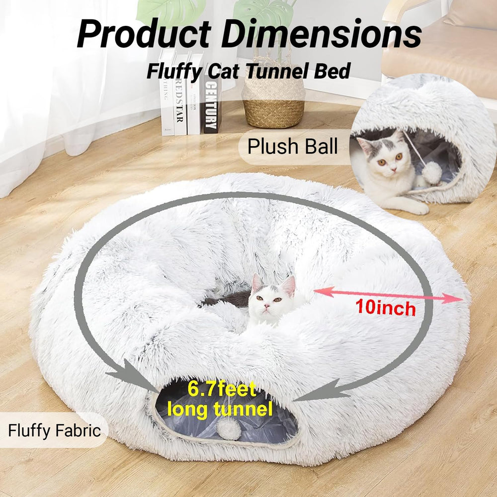 Luckitty cat-dog tunnel with interactive balls, promotes playful multi-pet fun.