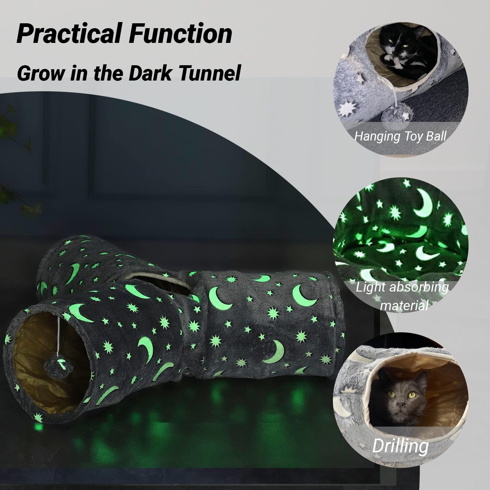 LUCKITTY Cat Tube Tunnel collapsible frame for quick setup and storage.