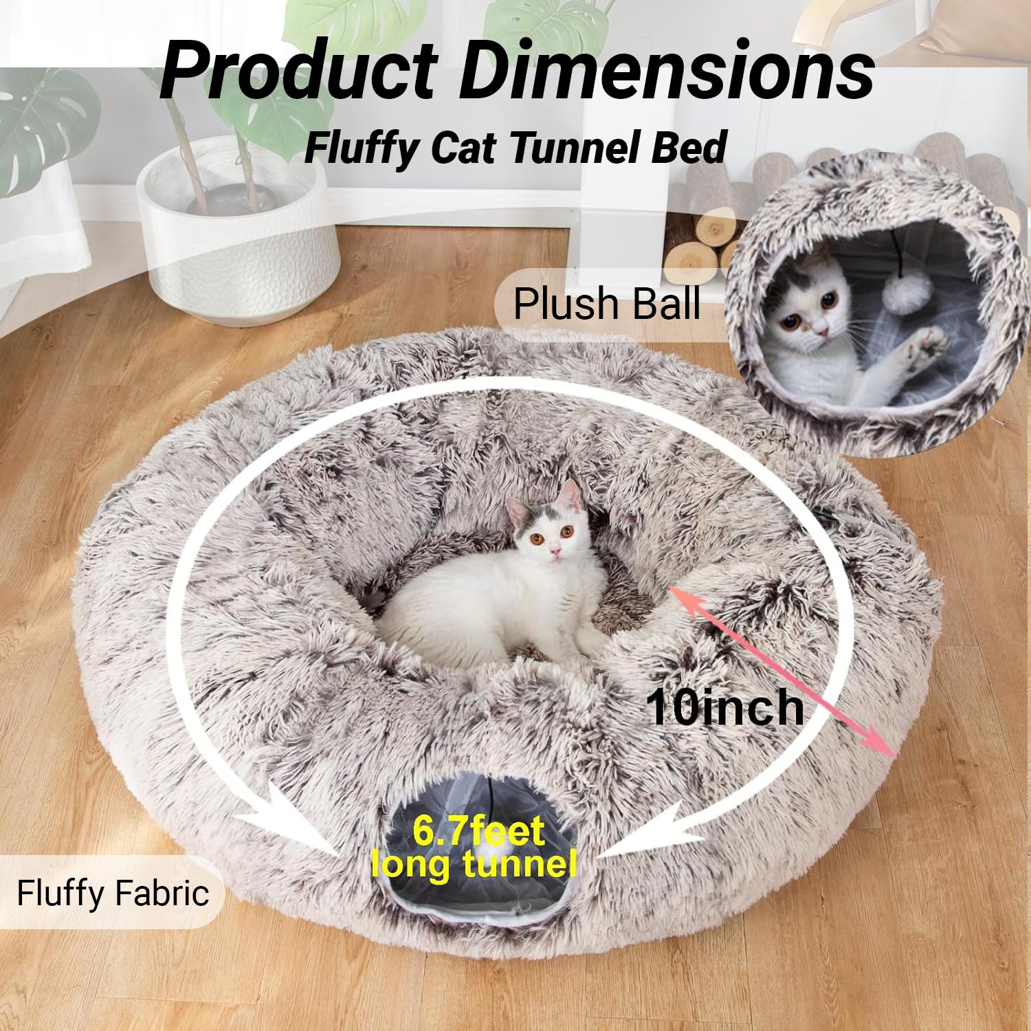 LUCKITTY cat tunnel bed circle configuration encourages social play.