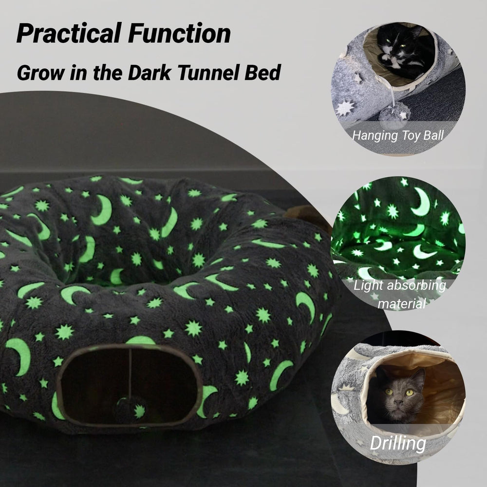 LUCKITTY tunnel features crinkle soft fabric for comfy, textured nibbles and fun.