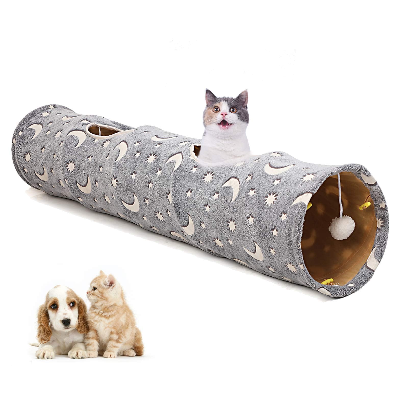 LUCKITTY Extra-large 47-inch tunnel offers ample space for animals.