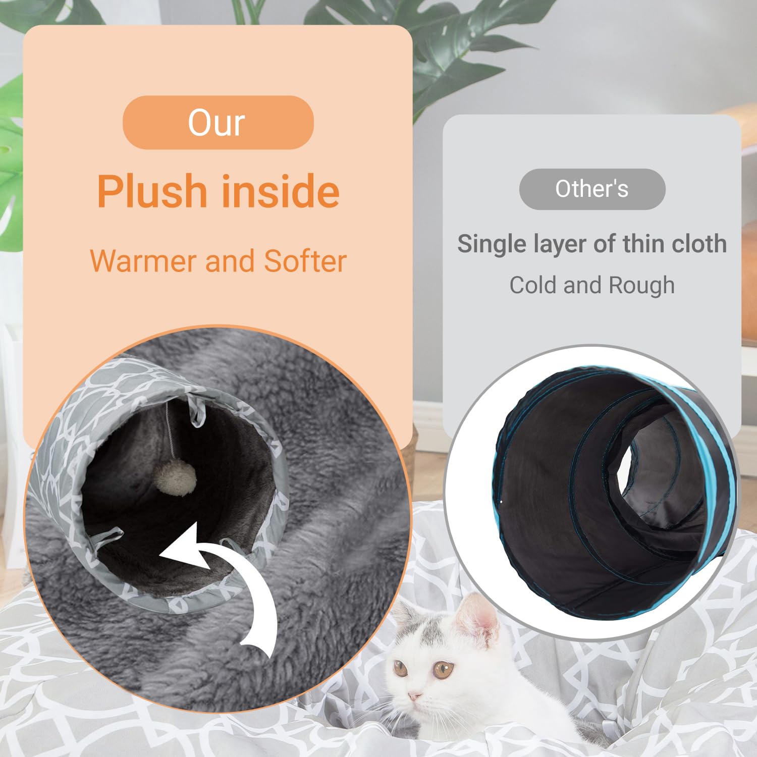 LUCKITTY Geometric 3 Way Cat Tunnel, 10-inch diameter, ideal for small spaces