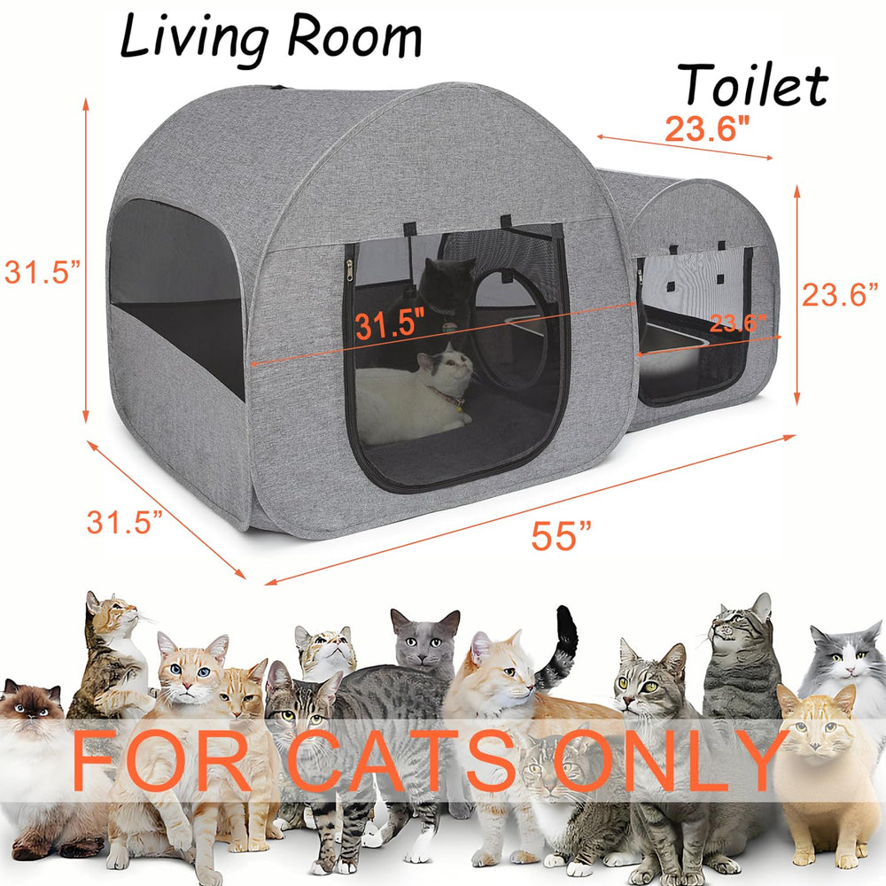 LUCKITTY playpen connected companion house creates a second cozy room for cats